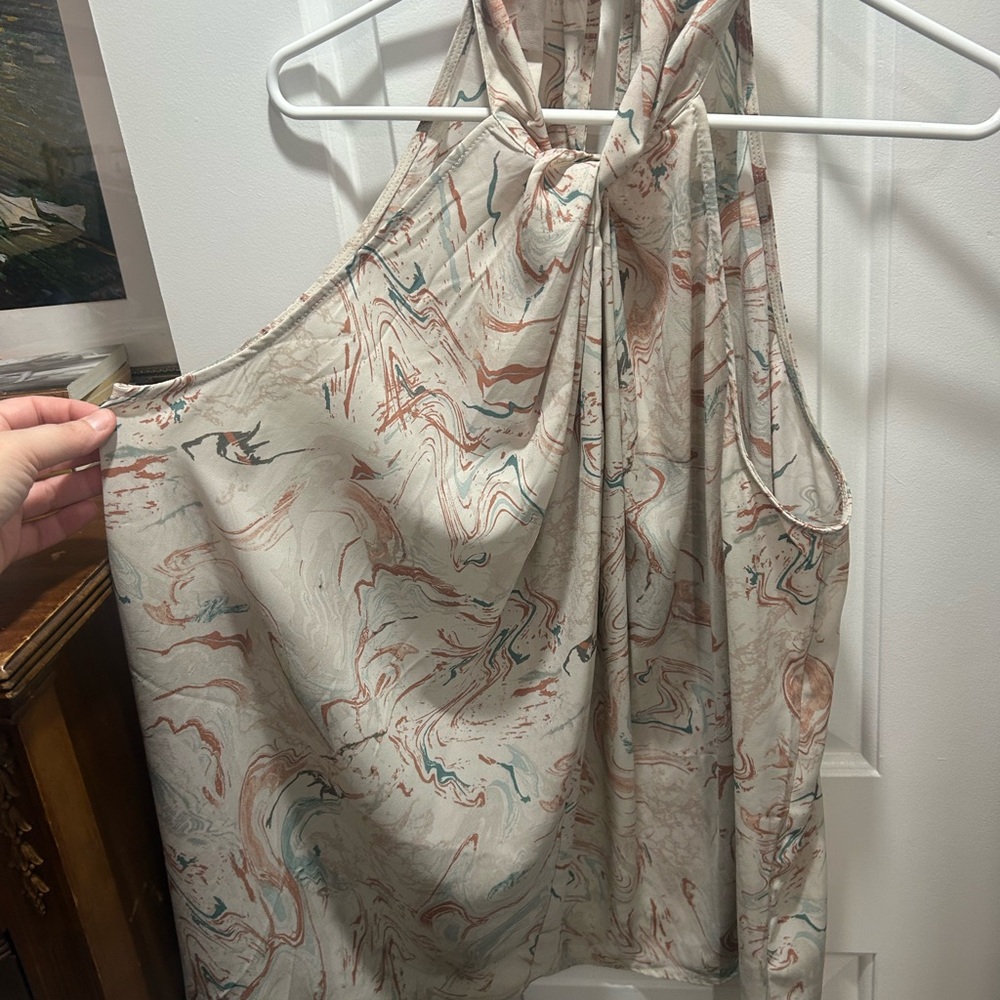 torrid Marble Print Halter Camisole in Cream, Rust and Teal